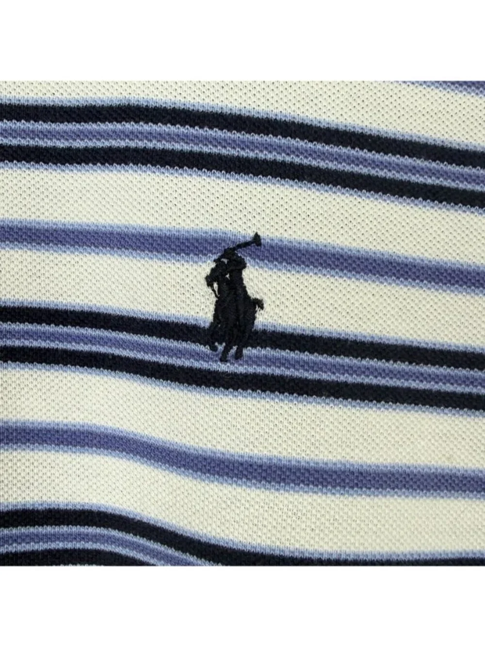 Polo Golf Ralph Lauren Polo Shirt Men L Blue White Striped ¼ Button Pima Cotton
